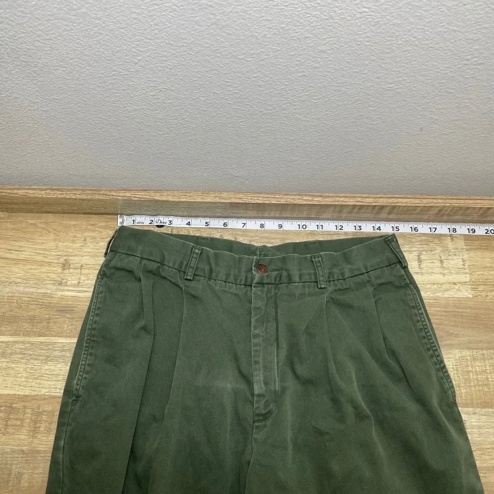 Abercrombie & Fitch Mens Vintage Double Pleated Chinos Green 32x30 Cotton Cuffed